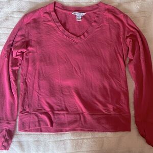 Athleta Vneck sweatshirt, size S, dragonfruit pink